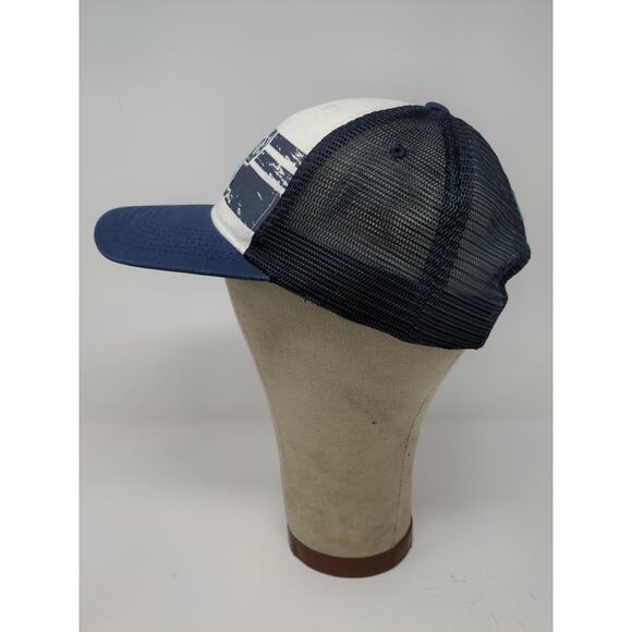 Notre Dame Fighting Irish Embroidered Shamrock Meshback Snapback Hat Blue White - Picture 4 of 10